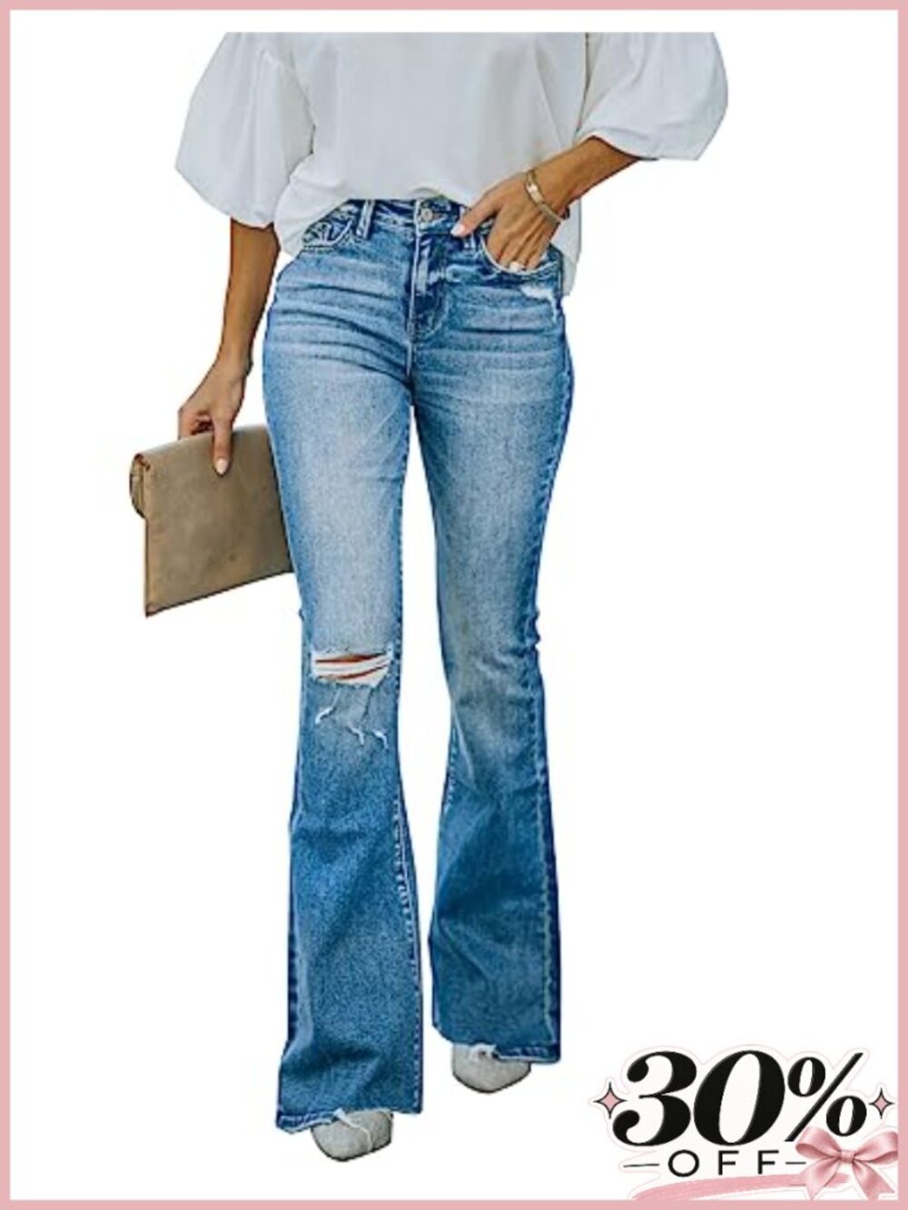 High Waisted Flare Bell Bottom Jeans Stretchy Denim Pants